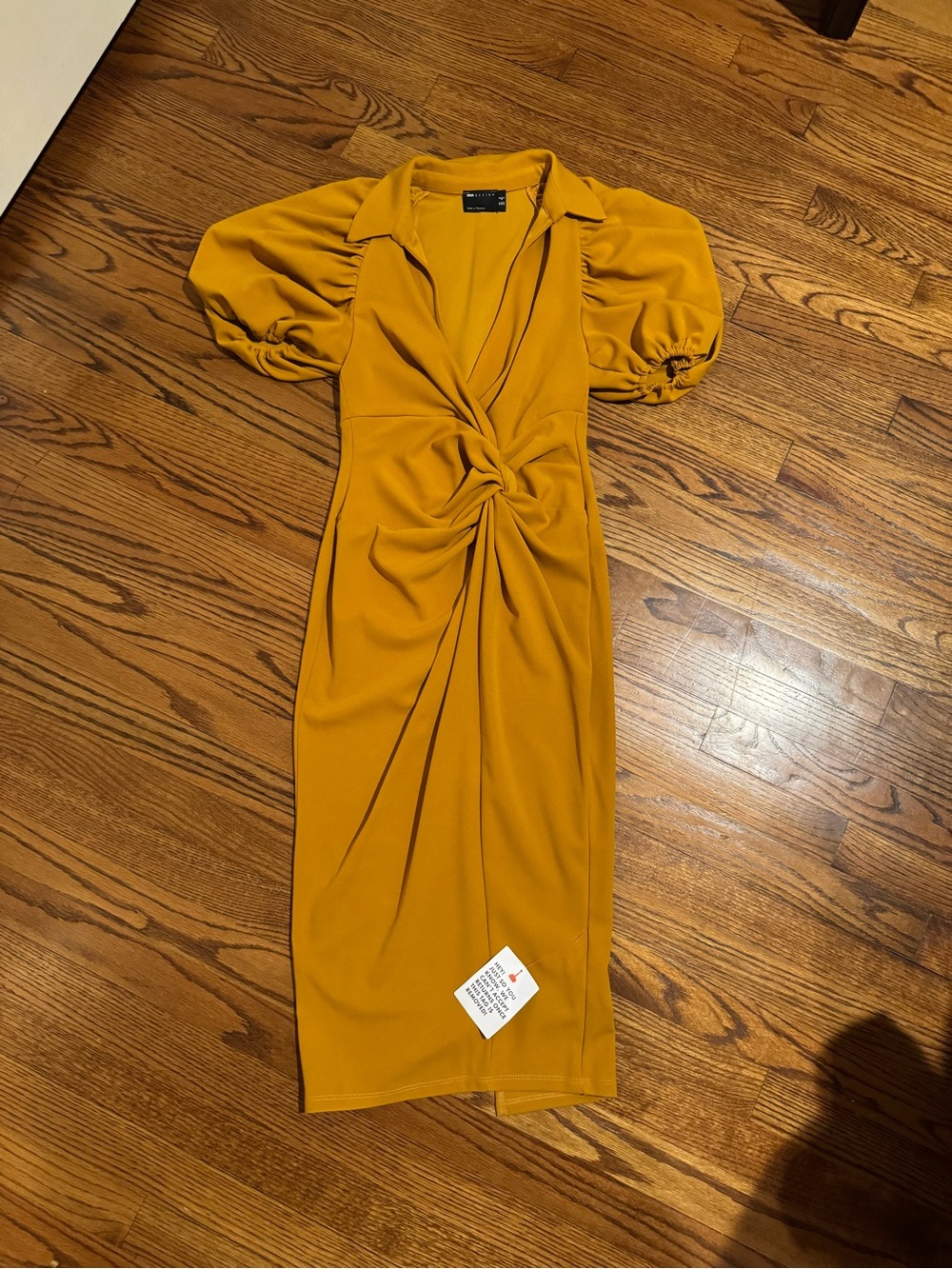 ASOS Mustard Twist-Front Midi Dress